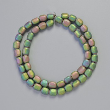 Hematite Beads, Oval, Matte Iridescent Rainbow Color, 7×7 mm Diameter, 40 cm Length