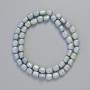 Hematite beads, oval, blue matte chameleon color, 7x7 mm diameter, 40 cm length ±, strand