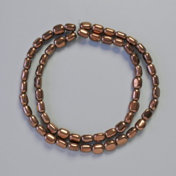 Oval copper hematite beads, 7x6 mm, 40 cm strand