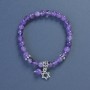 Amethyst Bracelet, Smooth Bead, 6 mm Diameter, 18 cm Length, Stretch with Star of David Pendant