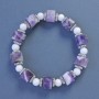 Hexagonal Amethyst Bracelet, 10x7 mm diameter +/- and White Agate, 6 mm diameter +/-, length 18 cm +/- stretch