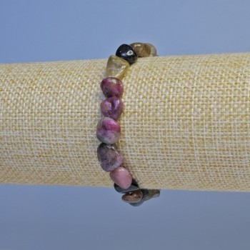 Faceted Tourmaline Bracelet, 9mm Diameter, 18cm Length, Stretch Base