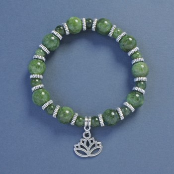 Jadeite bracelet, 10mm diameter ±, 6mm diameter ±, 18cm length ±, stretch with Tree pendant