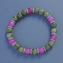 Serpentine and Tourmaline Bracelet (acrylic imitation) Smooth Beads, 8mm Diameter, 18cm Length, Stretch with Inserts