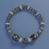 Smoky Topaz bracelet with 6 mm round beads and 10×12 mm faceted elements, length 18 cm, stretch with inserts