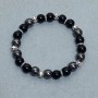 Agate bracelet with smooth beads, 8mm diameter +/-; Hematite, 8mm diameter +/-; length 18cm +/-; elastic bracelet with inserts