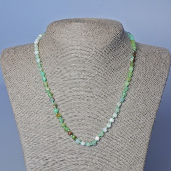 Chrysocolla Bead Necklace, natural gemstone, faceted cube beads, diameter 5mm+-, length 48cm+-