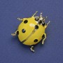 Brooch Ladybug with yellow enamel, black rhinestones, metal color 29x27mm+