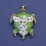 Brooch-pendant Turtle with green and white enamel chalcedony, gold-tone metal, 27x35mm+