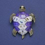 Brooch-pendant Turtle lavender and white enamel chalcedony, gold-tone metal 27x35mm+