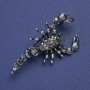 Scorpion Brooch with Black Crystals, Silver-Tone Metal 47x25mm +