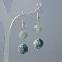 Moss Agate Earrings, natural stone, faceted, diameters 10x9 and 12x11 mm, length about 4 cm, with ear hook