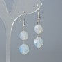 Moonstone Earrings, Faceted, Diameters 10x9 mm and 12x11 mm, length approx. 4 cm, with hooks