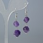 Earrings with natural amethyst, faceted, diameter 9x8 mm, length about 4 cm, with an earring hook