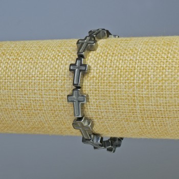 Bracelet Hematite 'Cross', diameter 10x14, 5x4mm+-, length 18cm +- (stretch)