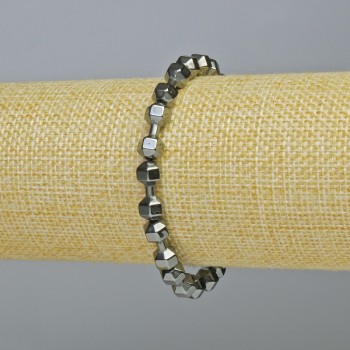 Hematite bracelet in dumbbell shape, black color, 15x6 mm diameter, 18 cm length (stretch)