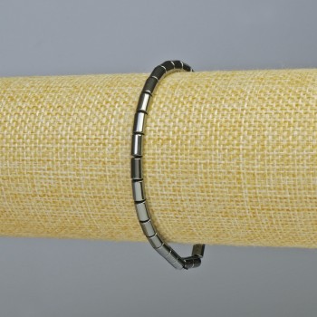 Hematite Cylindrical Bracelet, Black, diameter 6x4 mm ±, length 18 cm ± (stretch)