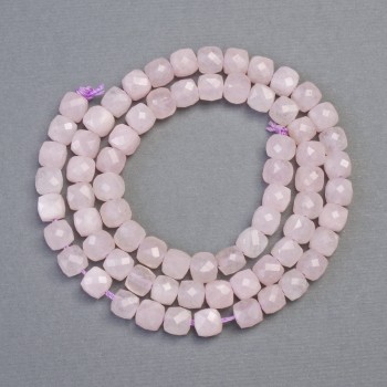 Beads of natural Kunzite stone, faceted cube, diameter 5.5×5.5 mm, length 38 cm
