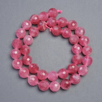 Faceted tourmaline beads, natural gemstone, ball-shaped, 10mm diameter, 38cm length