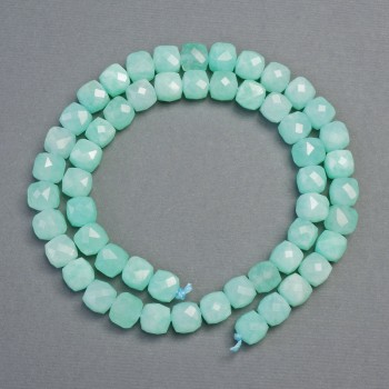 Angelite natural stone beads, faceted cube, 7x7 mm diameter, length 37 cm ±