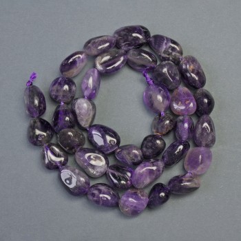 Amethyst beads, natural stone, faceted, 8×14 mm, length approximately 38 cm on thread