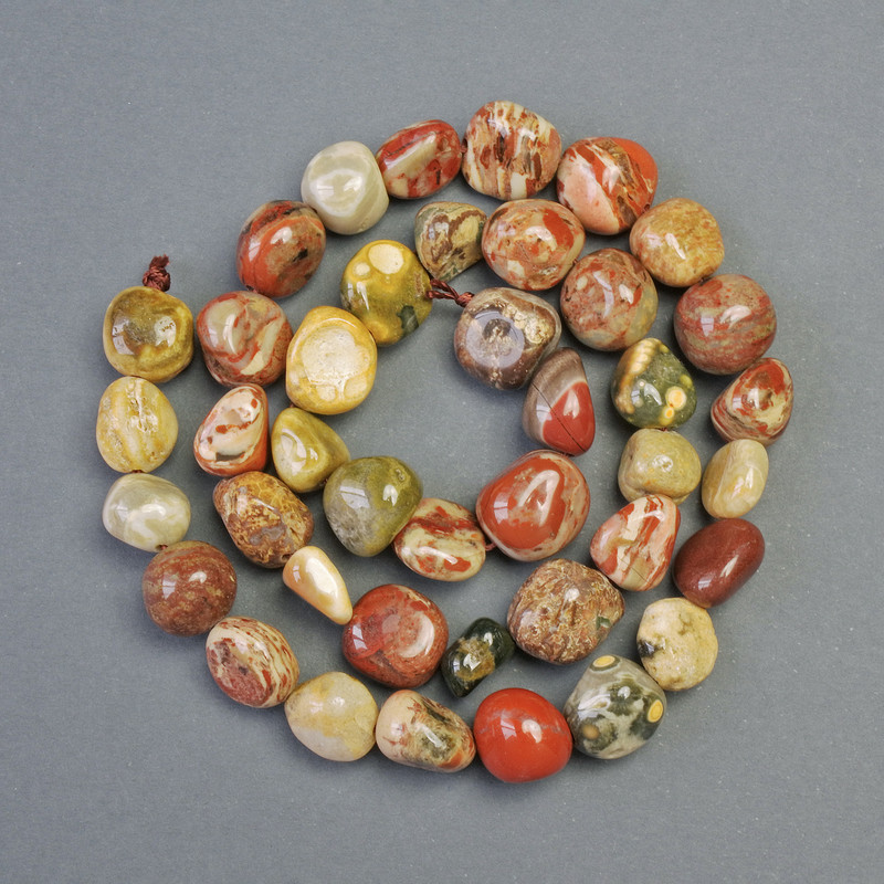 Polychrome Jasper Beads, natural stone, faceted, diameter 10x10 mm ±, length 39 cm ± on thread