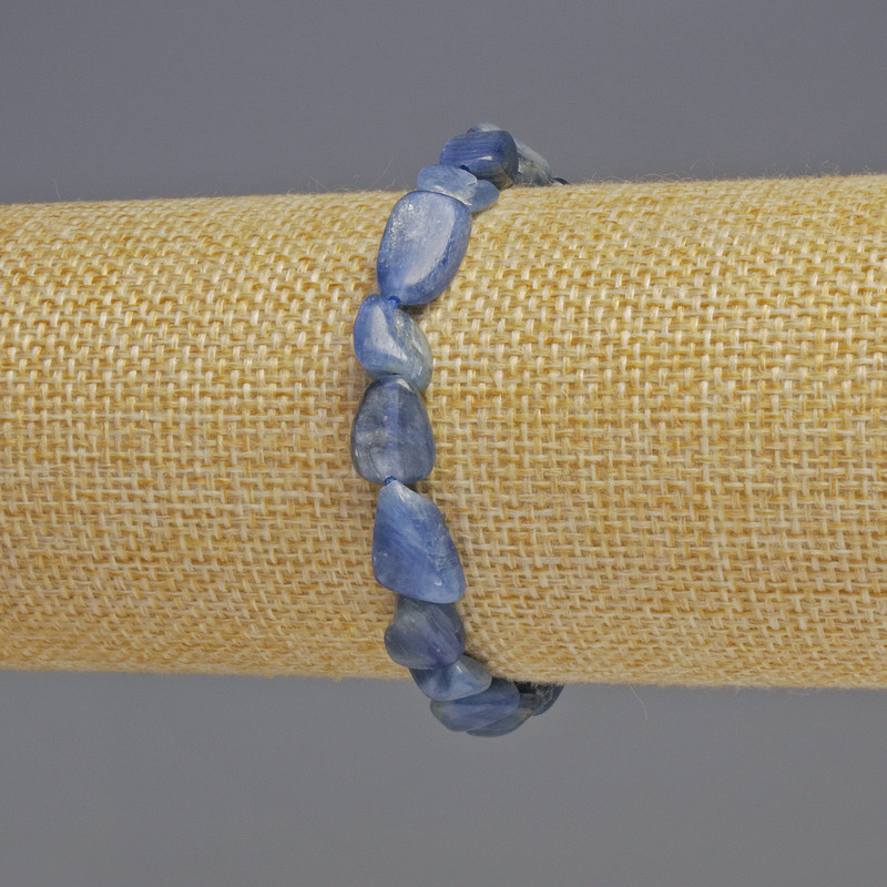 Kyanite bracelet, natural stone, faceted, 8×10×5 mm ±, length 18 cm ±, stretch