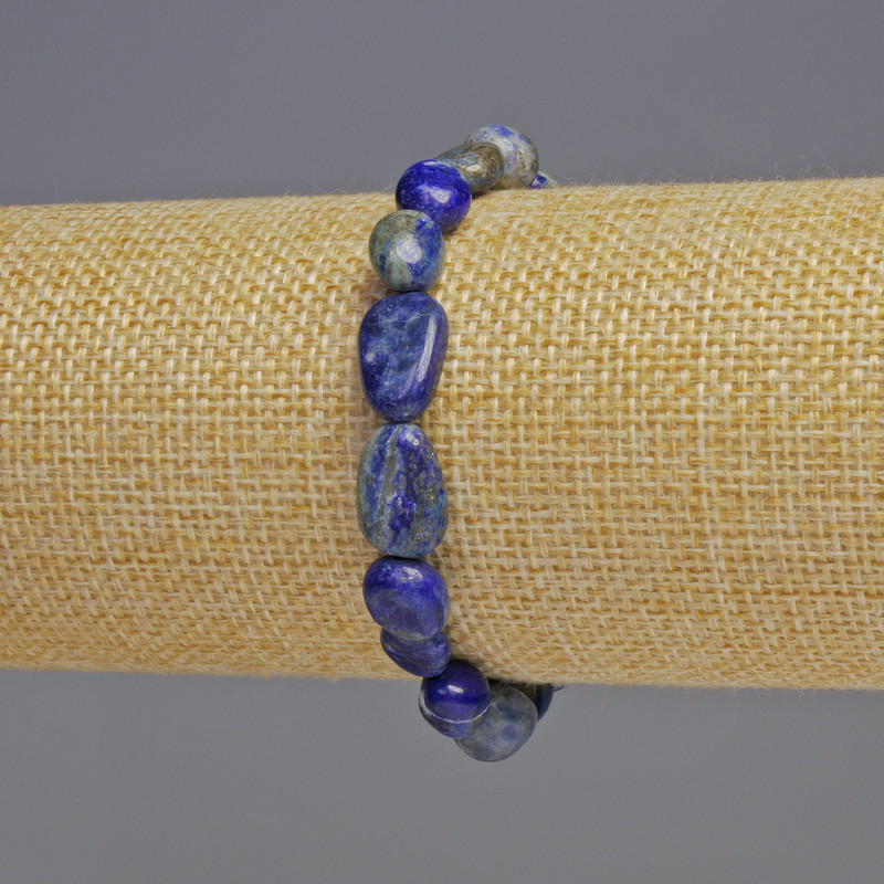 Natural Lapis Lazuli Bracelet, Faceted Beads, Diameter 8×10×5 mm, Length 18 cm, Stretch