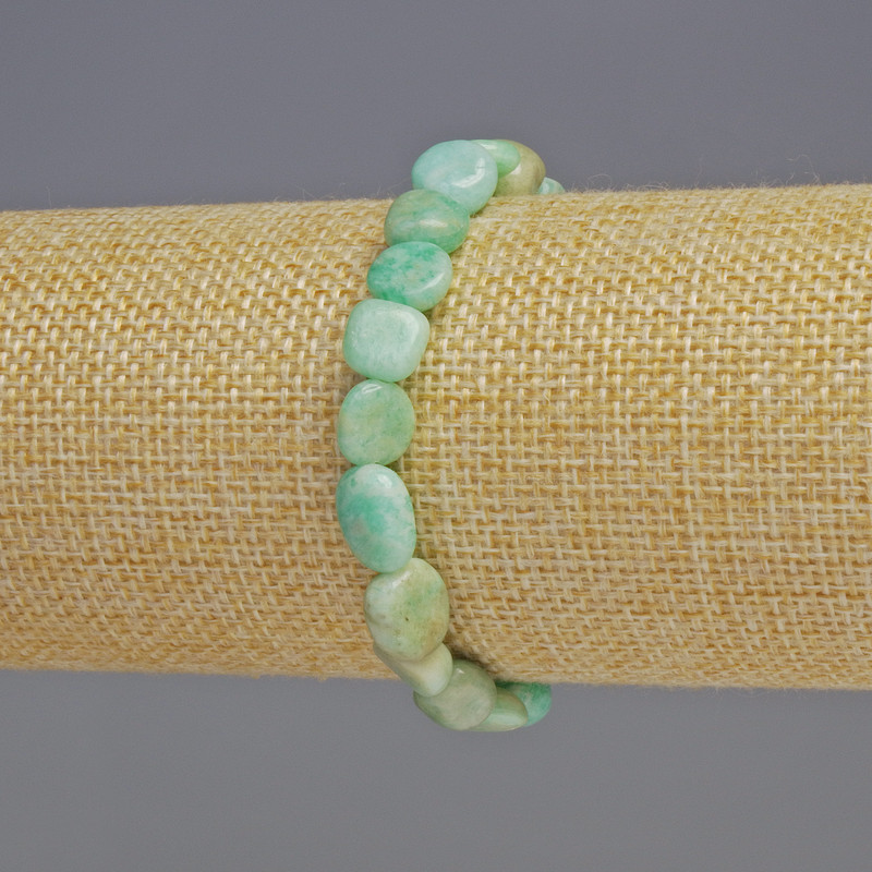 Amazonite Bracelet, natural stone, faceted, 8x8x5 mm beads, length 18 cm, stretch
