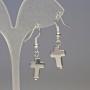 Hematite Cross Earrings, Silver-tone, diameter 10×14 mm, length about 3.4 cm