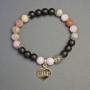 Shungite and Tourmaline Bracelet with Heart Pendant, 8 mm diameter, 18 cm length, stretch