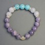 Bracelet made with Tanzanite, Turquoise, and Quartz (acrylic) with inserts, 10 mm diameter, 18 cm length, stretch