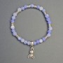 Bracelet Frosty Agate with Bear Pendant, 6mm Diameter Beads, 18cm Length, Stretch