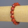 Red Jasper Bracelet, natural stone, faceted, 11x11 mm diameter, 18 cm length, stretch