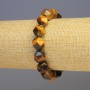 Tiger's Eye Bracelet, Natural Stone, Faceted, 11x11 mm diameter, 18 cm length, Stretch
