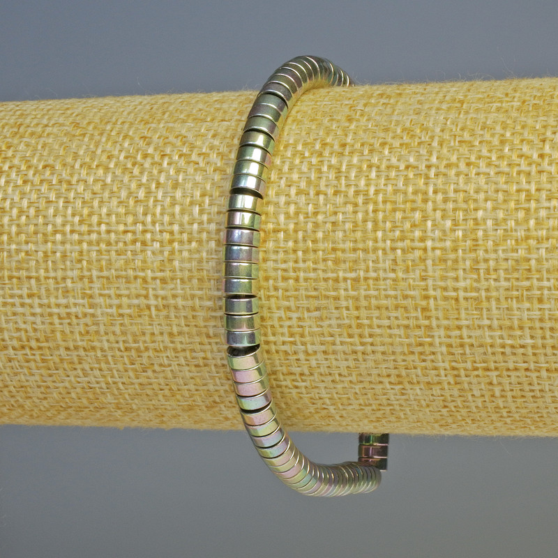 Hematite Rondelle Bracelet Multicolor, diameter 5×2 mm, length 18 cm, stretch