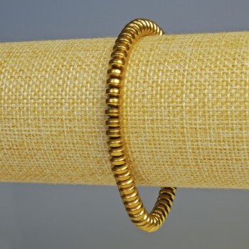 Hematite Rondelle Bracelet, dark gold color, 6x3 mm diameter, 18 cm length, stretch