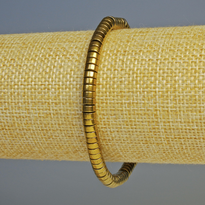 Hematite bracelet with rondelle beads, dark gold color, 5x2 mm diameter, 18 cm length, stretch