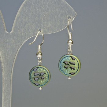Hematite Earrings Tree Matte Chameleon, diameter 12×4.5 mm, length 3.2 cm