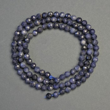 Natural sapphire beads, faceted round beads, diameter 3.5 mm, length 38 cm