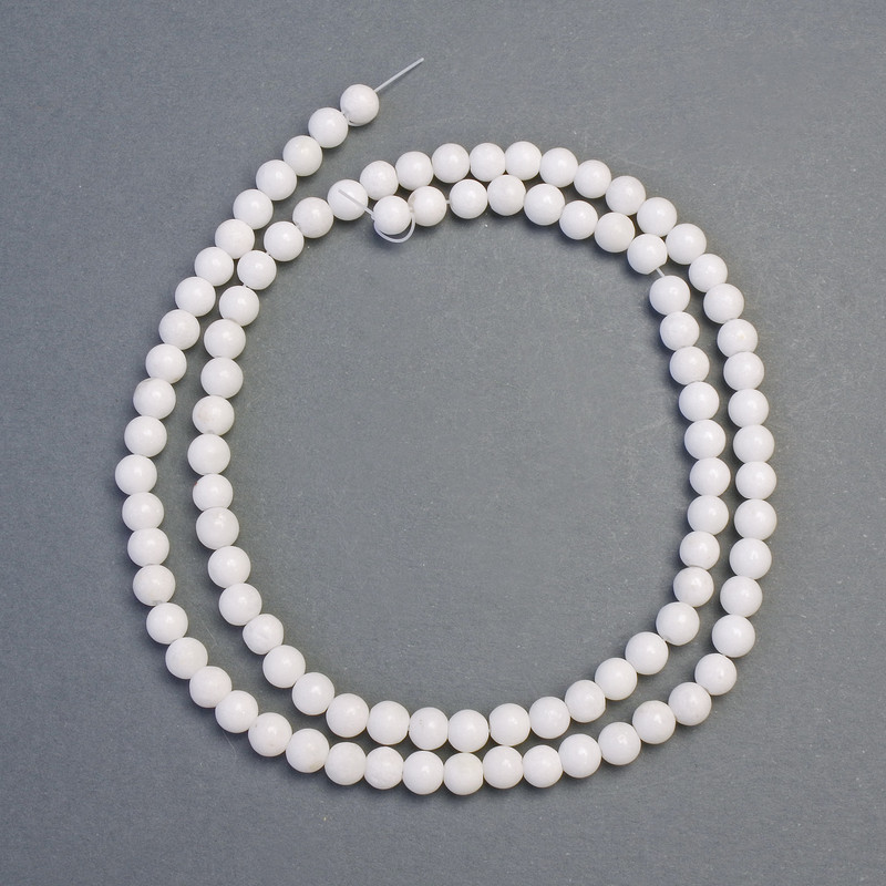 White Agate Beads (Pressed) Smooth Round Beads, 4.5 mm diameter, approximately 40 cm long on thread