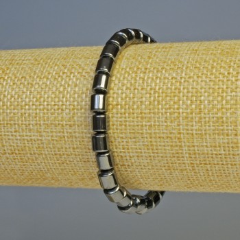 Hematite bracelet, cylindrical, black color, 6x6 mm diameter, 18 cm length ±, stretch