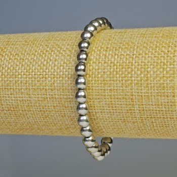 Hematite Bead Bracelet, Silver Color, 6mm Diameter, 18cm Length, Stretch