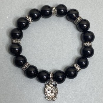 Agate Bracelet - Smooth Beads, 12 mm Diameter, 18 cm Length, Stretch