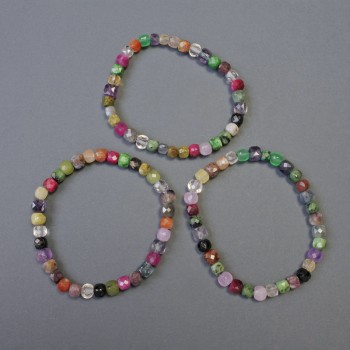 Bracelet 'Assorted Faceted Cube' with diameter about 6 mm, length 18 cm +/- stretch