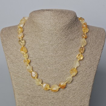 Natural Citrine Necklace with faceted beads, diameter 12×11 mm ±, length 50 cm+