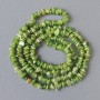 Jadeite Beads - natural stone chips, 9×2 mm diameter, 79 cm length on beading thread