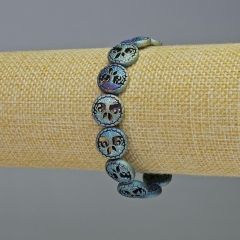 Hematite Bracelet 'Tree' Matte Chameleon color, bead size 12.5×4.5 mm, length 18 cm +/- stretch