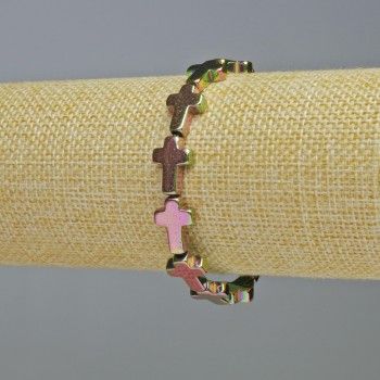 Hematite bracelet "Cross" in chameleon color, diameter 10x14x4 mm +/-, length 18 cm +/- stretch