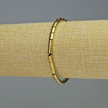 Hematite Bracelet, Cylindrical, Gold Color, Diameter 6x4 mm, Length 18 cm, Stretch